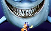 
   A GREAT WHITE smile   
   does not put DORY and   
   MARLIN at ease.  
   
